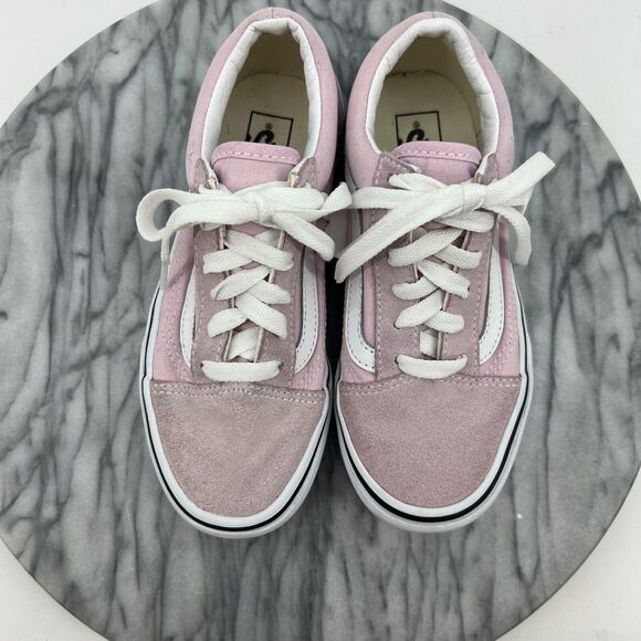 Vans Old Skool Sneakers Youth 2 Pink Suede & Canvas Low Top Skateboarding Shoes - Picture 4 of 12